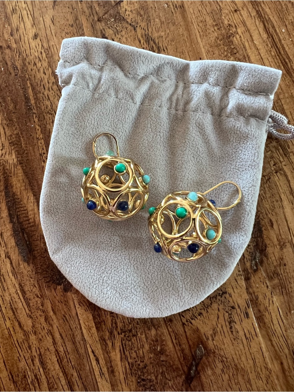 Gold-Tone Multi-Stone Sphere Drop Earrings - Turquoise & Navy
Vintage Kate Spade